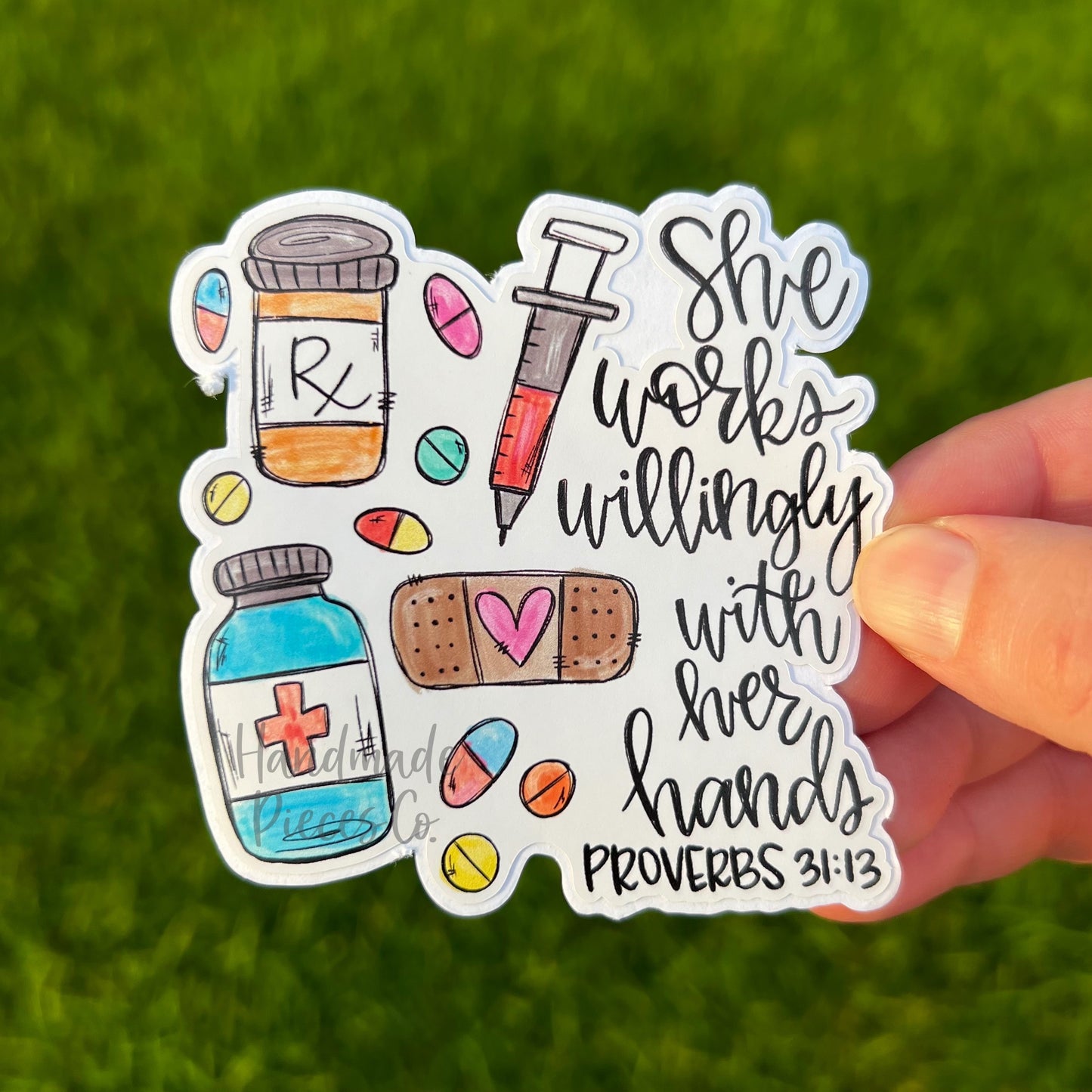 Pharmacist, She Works Willingly - Vinyl Sticker