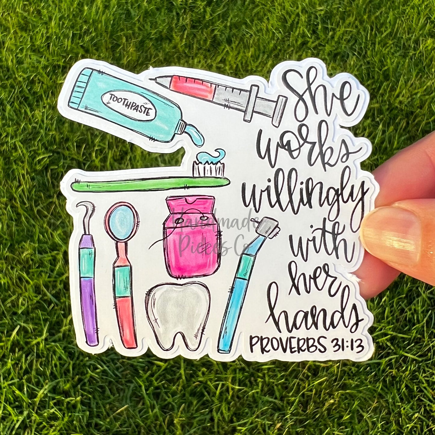 Dentist, She Works Willingly - Vinyl Sticker