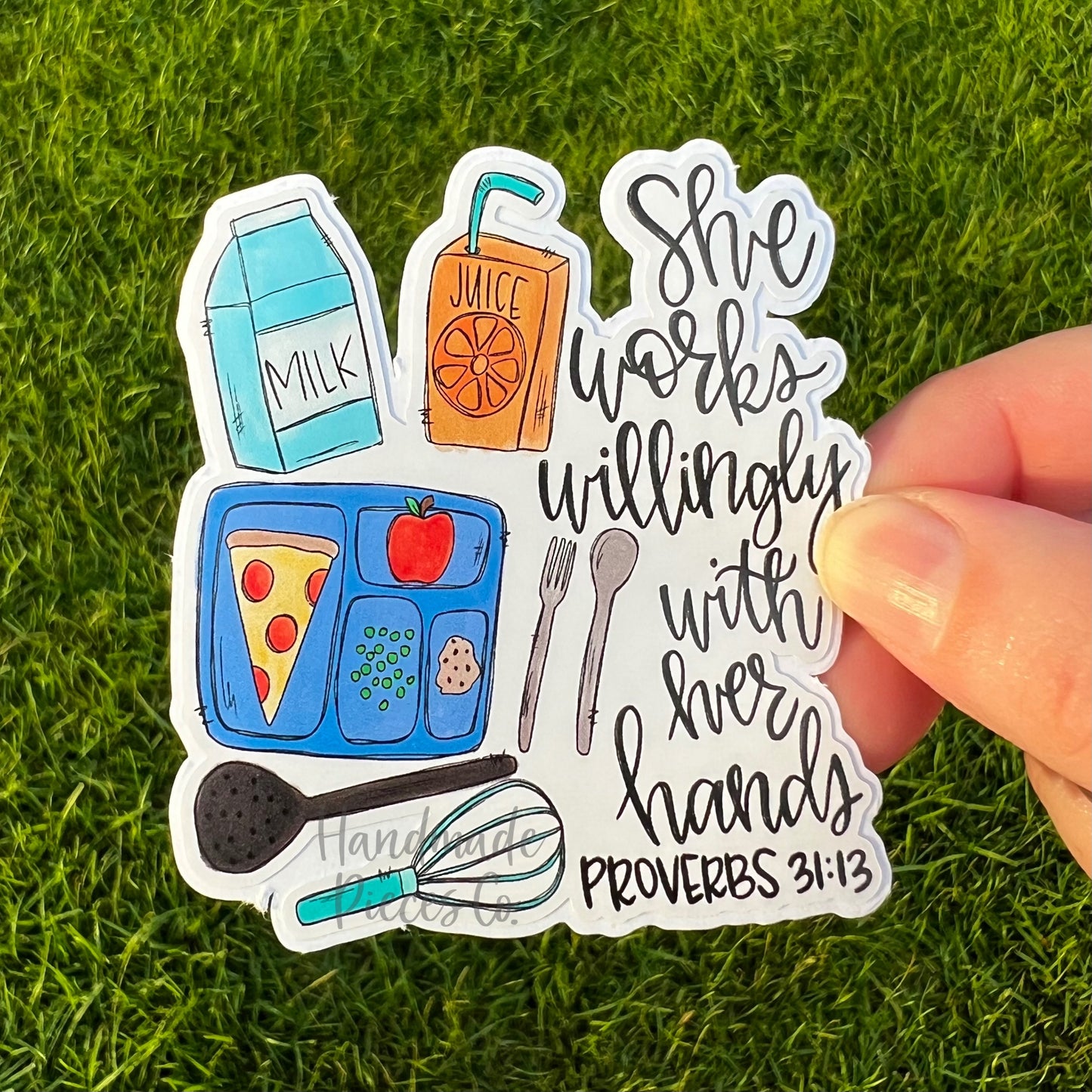 Cafeteria Worker, She Works Willingly - Vinyl Sticker