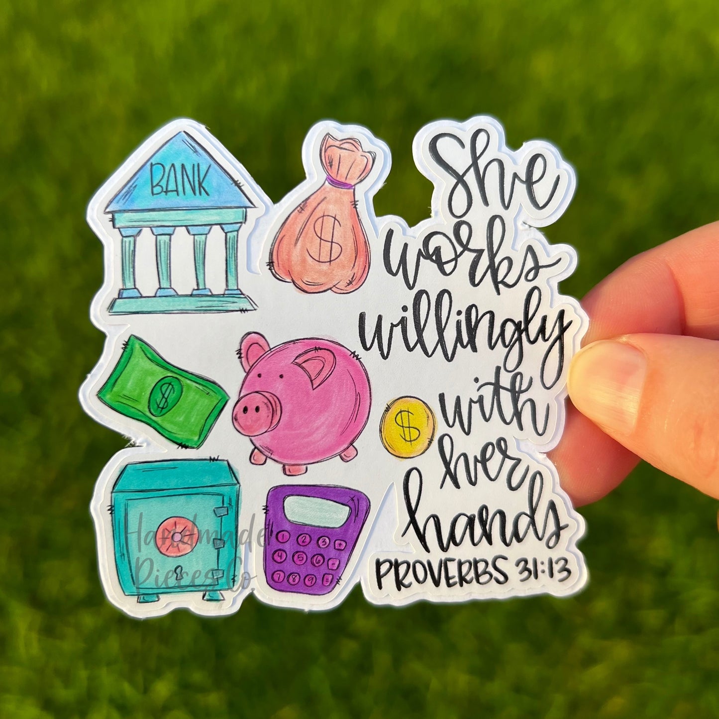 Bank Teller, She Works Willingly - Vinyl Sticker