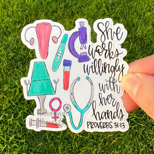 OBYGN, She Works Willingly - Vinyl Sticker