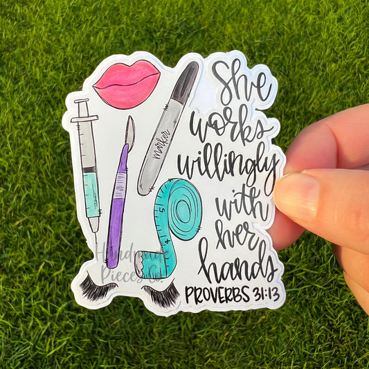 Plastic Surgery, She Works Willingly - Vinyl Sticker