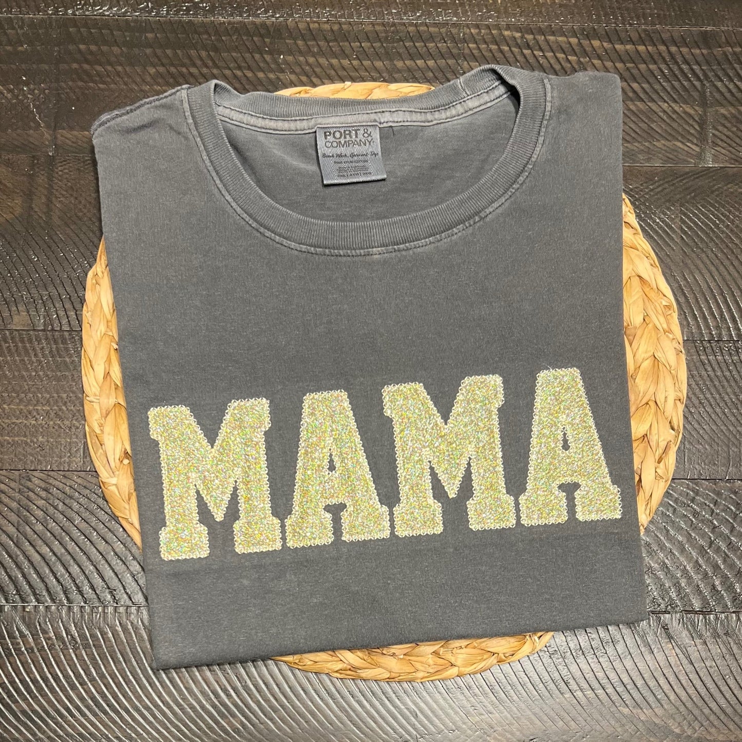 Sample Collection - Mama Glitter Embroidered Appliqué Short Sleeve TShirt - Size 2XLarge