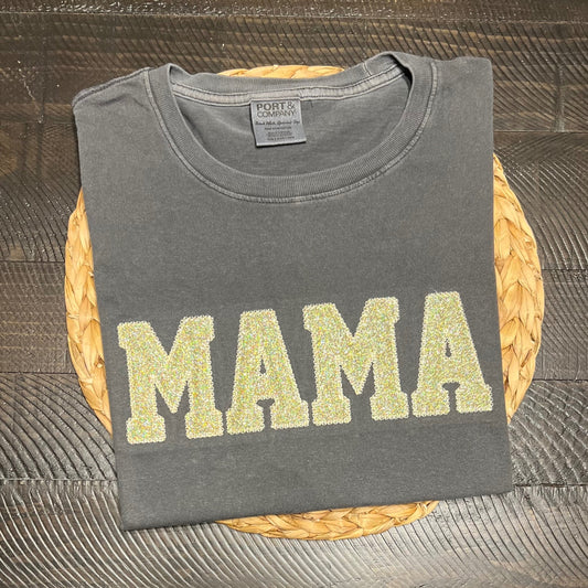 Sample Collection - Mama Glitter Embroidered Appliqué Short Sleeve TShirt - Size 2XLarge