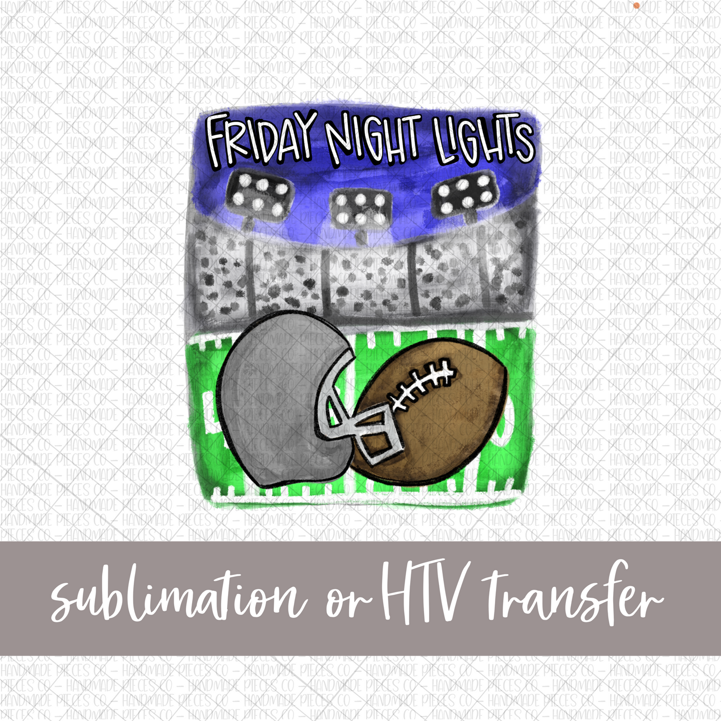 Football, Friday Night Lights, Grey Helmet - Sublimation or HTV Transfer