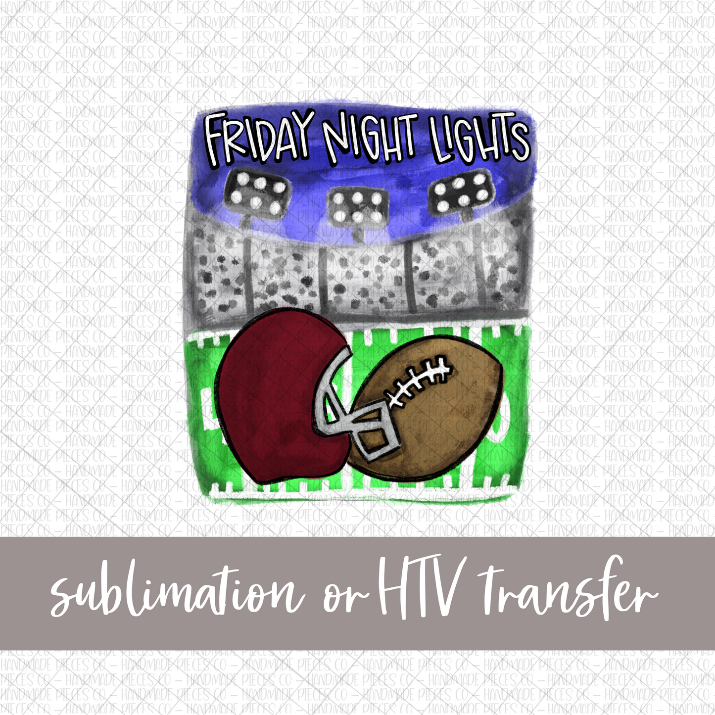 Football, Friday Night Lights, Maroon Helmet - Sublimation or HTV Transfer