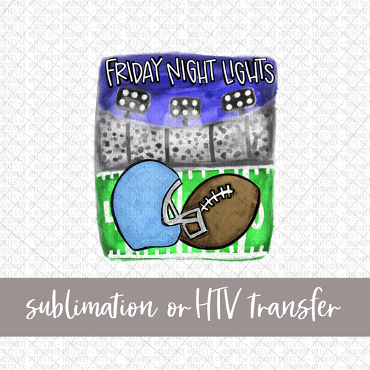 Football, Friday Night Lights, Light Blue Helmet - Sublimation or HTV Transfer