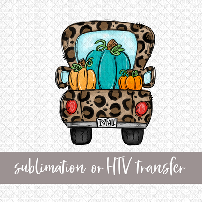 Fall Truck, Leopard Pumpkins - Sublimation or HTV Transfer