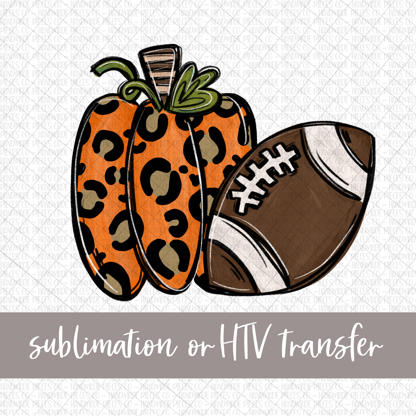 Pumpkin Leopard and Football - Sublimation or HTV Transfer