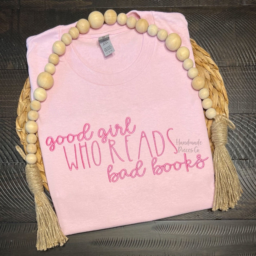 Sample Collection - Good Girls Read Bad Books Embroidered Short Sleeve TShirt - Size Large