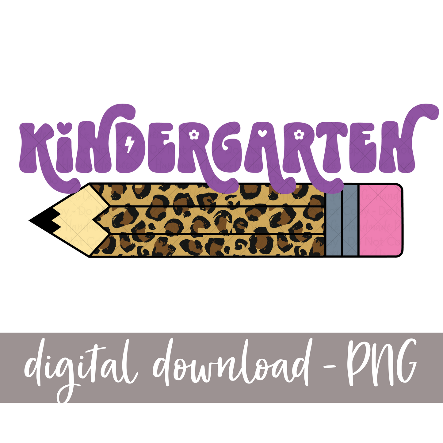 Kindergarten, Pencil - Leopard (Retro Font)