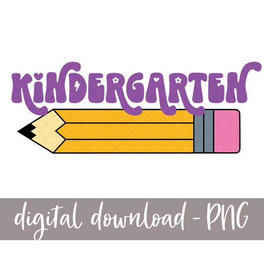 Kindergarten, Pencil - (Retro Font)