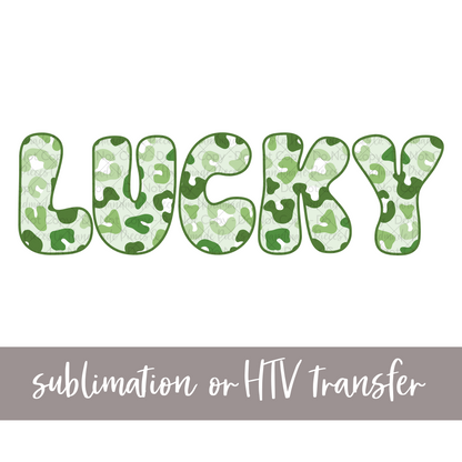 Lucky, Green Leopard - Sublimation or HTV Transfer