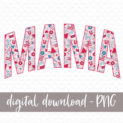 Mama, Red Patriotic PNG, Arched - Digital Download