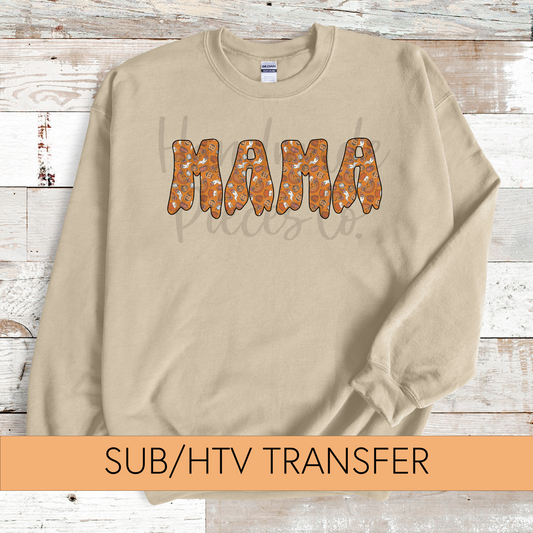 Mama, Halloween Doodles, Orange - Sublimation or HTV Transfer