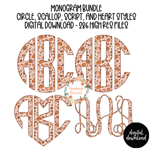 Fall Monogram, Version 1 - Multiple Styles - Digital Download