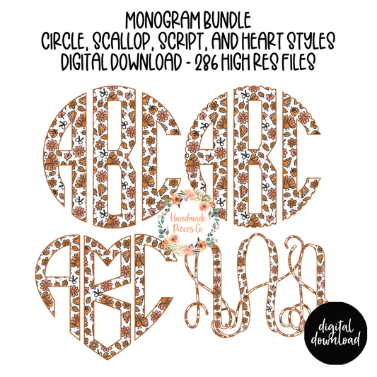 Turkey and Pie Monogram - Multiple Styles - Digital Download