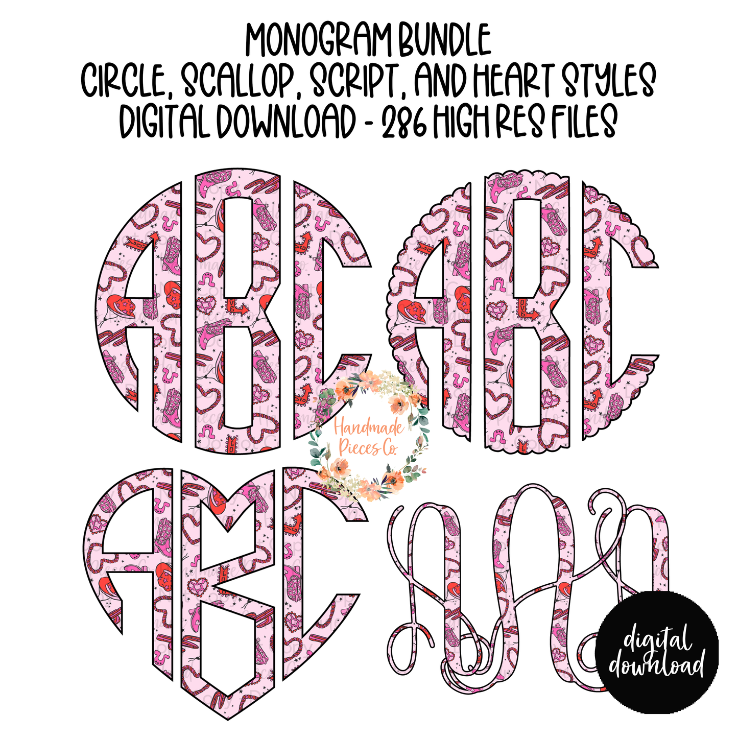 Howdy Valentine Monogram - Multiple Styles - Digital Download