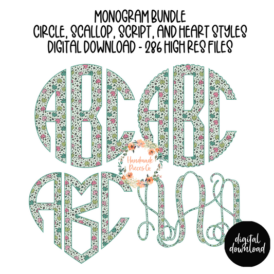 St. Patrick's Monogram, Colorful Clovers and Leopard Monogram - Multiple Styles - Digital Download