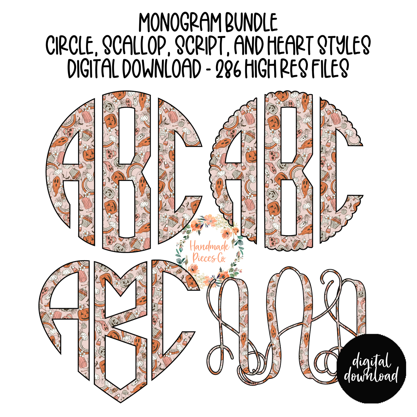 Halloween Treats Monogram - Multiple Styles - Digital Download