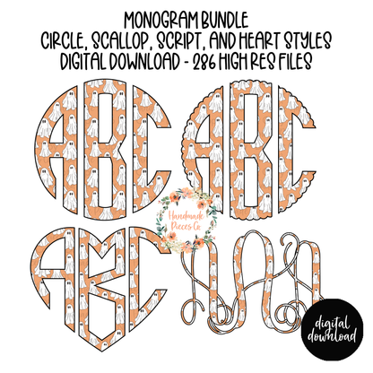 Ghosts Monogram, Orange - Multiple Styles - Digital Download