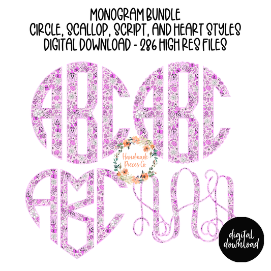 Pink Halloween Monogram - Multiple Styles - Digital Download