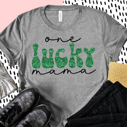 One Lucky Mama, Green Glitter - Digital Download