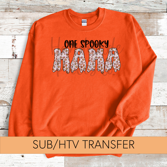 One Spooky Mama, Halloween Doodles, Pink - Sublimation or HTV Transfer