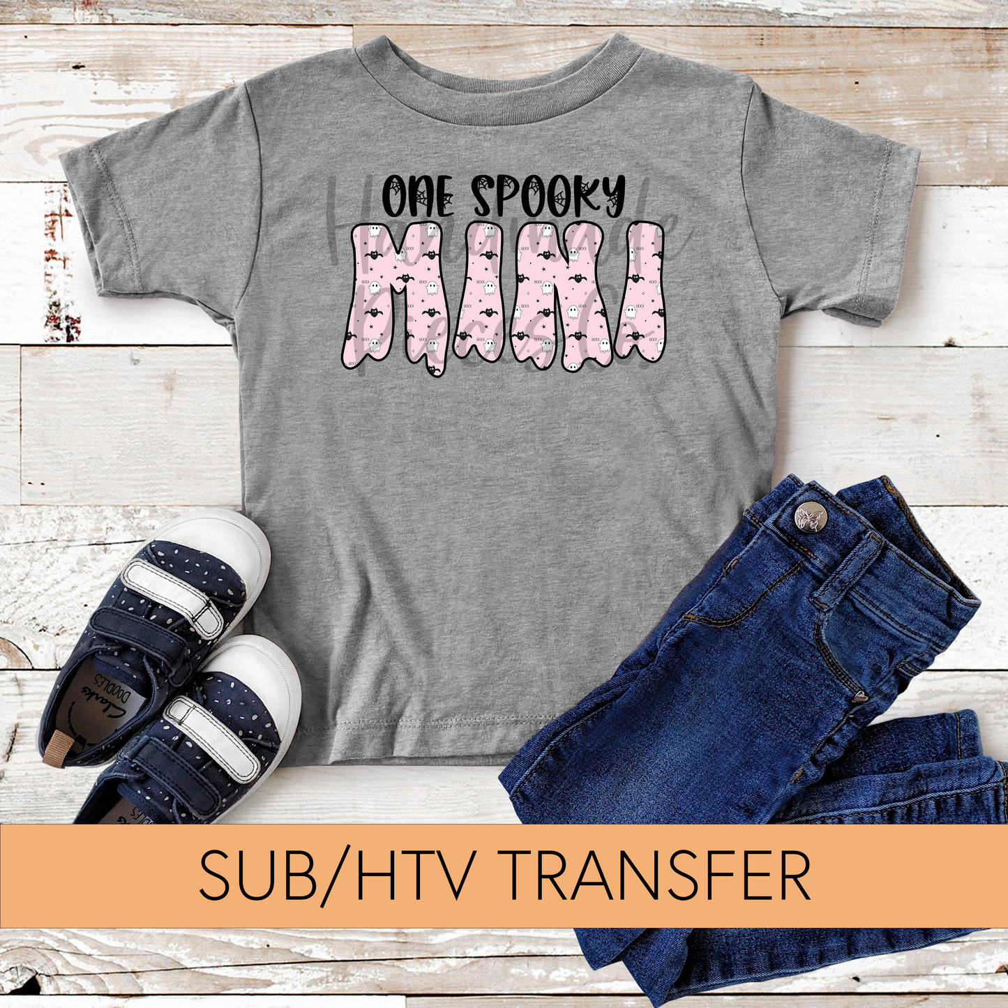 One Spooky Mini, Ghosts and Bats - Sublimation or HTV Transfer