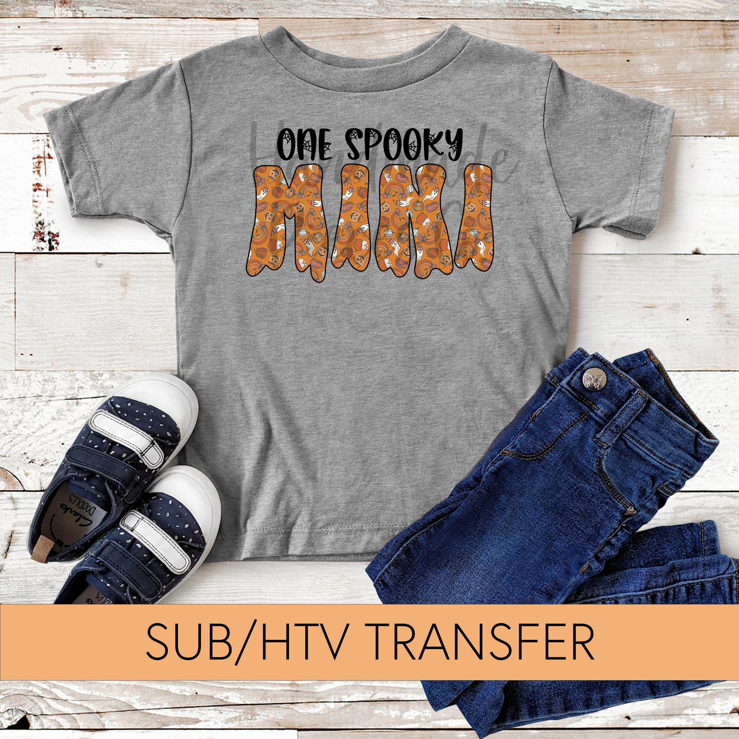 One Spooky Mini, Halloween Doodles, Orange - Sublimation or HTV Transfer