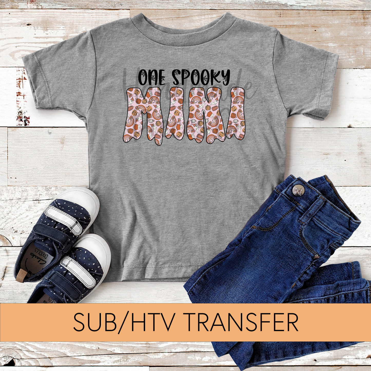 One Spooky Mini, Halloween Doodles, Pink - Sublimation or HTV Transfer