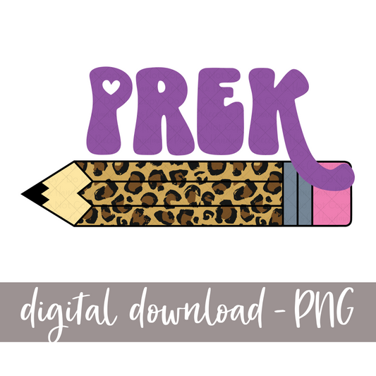 PreK, Pencil - Leopard (Retro Font)