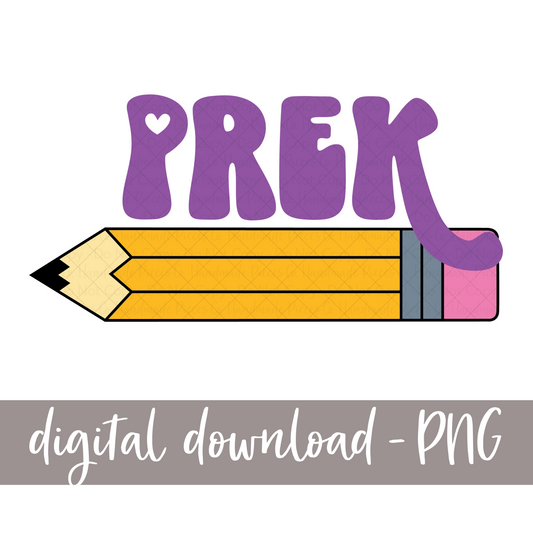 PreK, Pencil - (Retro Font)