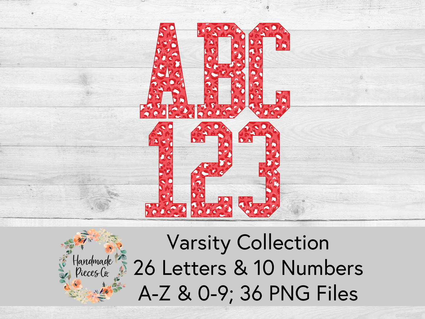 Leopard, Red (Two Tone) - Alpha and Number Set, Varsity Collection - Digital Download