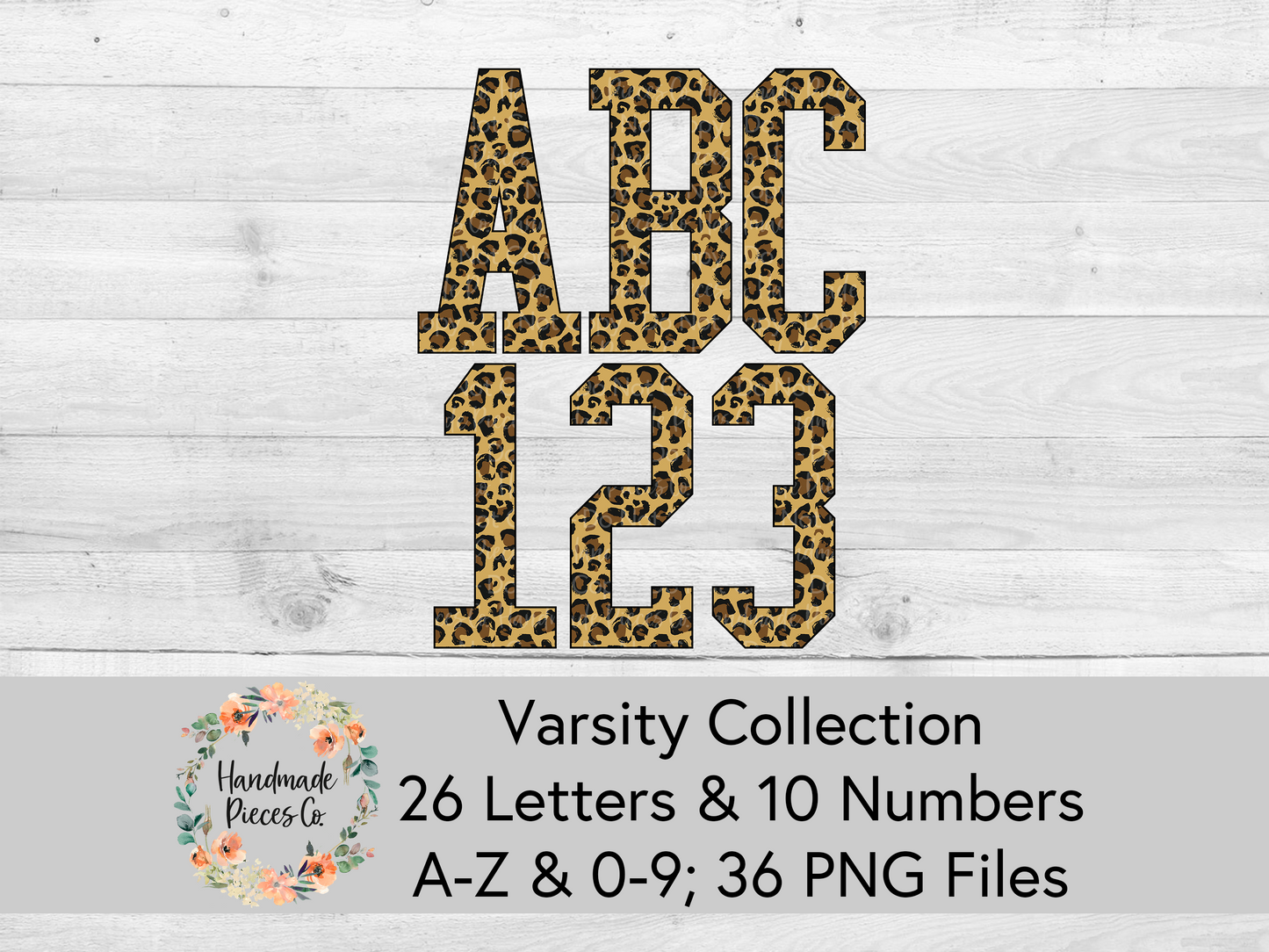 Leopard - Alpha and Number Set, Varsity Collection - Digital Download