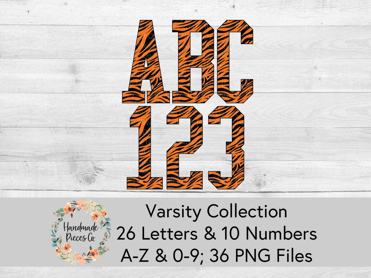 Tiger, Orange and Black - Alpha and Number Set, Varsity Collection - Digital Download