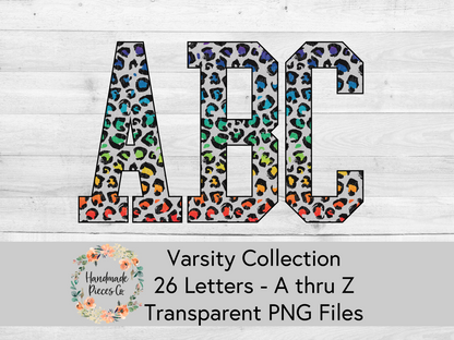 Leopard, Rainbow - Alpha and Number Set, Varsity Collection - Digital Download