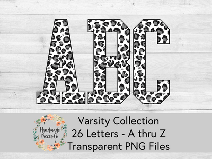 Leopard, Snow - Alpha and Number Set, Varsity Collection - Digital Download