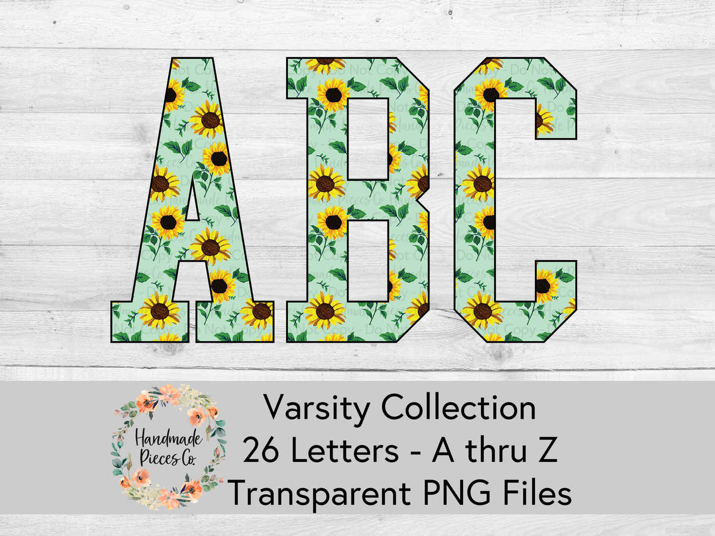 Sunflower, Mint - Alpha and Number Set, Varsity Collection - Digital Download