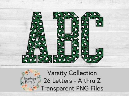 Leopard, Green - Alpha and Number Set, Varsity Collection - Digital Download