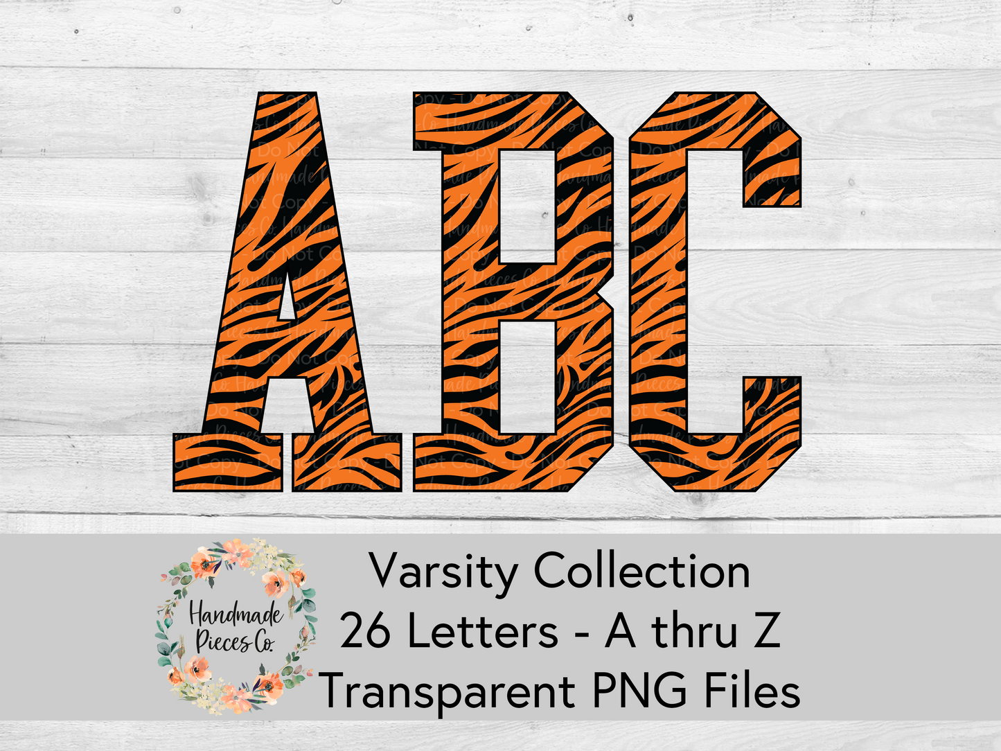 Tiger, Orange and Black - Alpha and Number Set, Varsity Collection - Digital Download