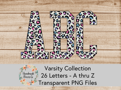 Leopard, Spring Pastel - Alpha and Number Set, Varsity Collection - Digital Download