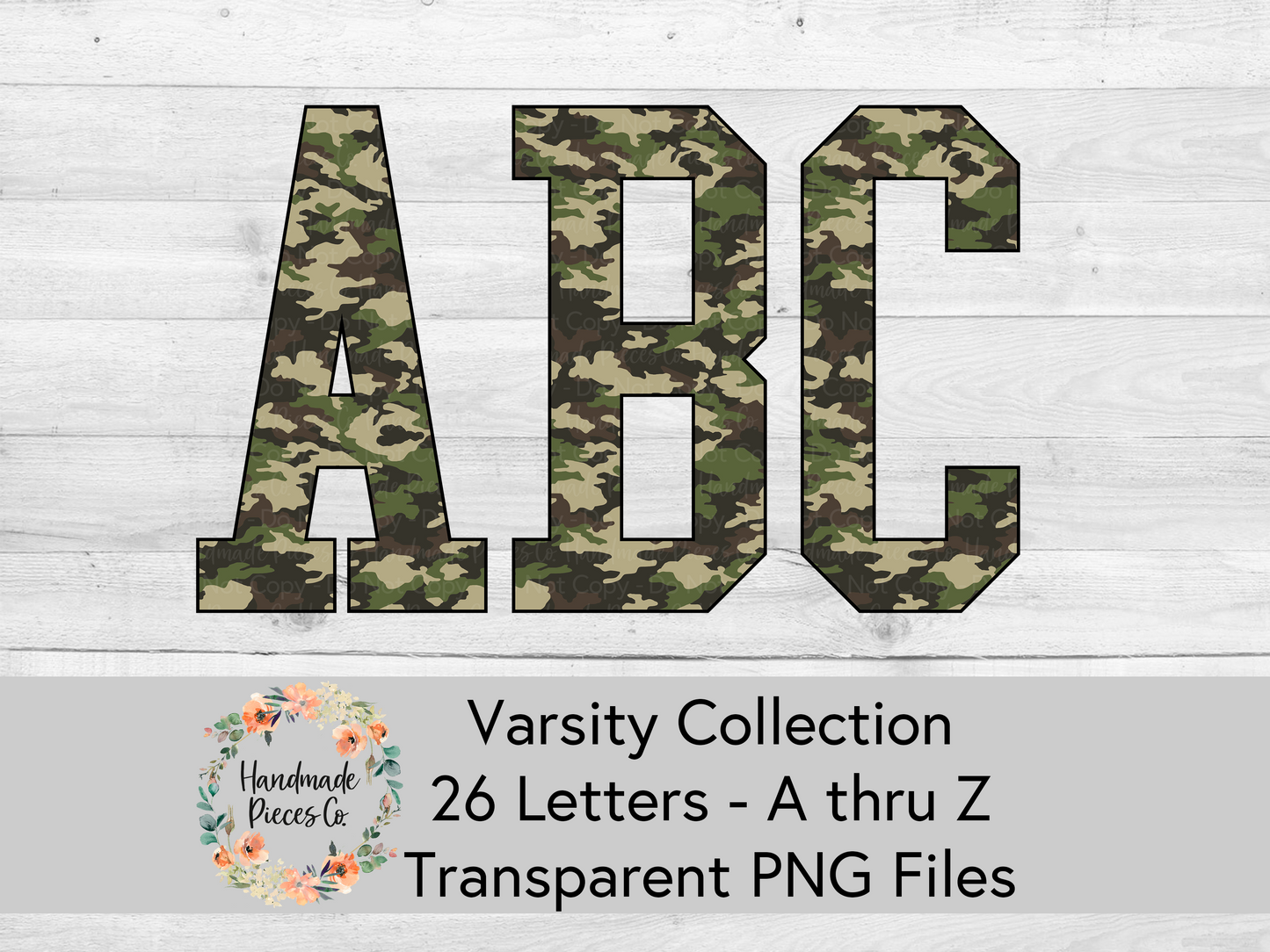 Camouflage - Alpha and Number Set, Varsity Collection - Digital Download