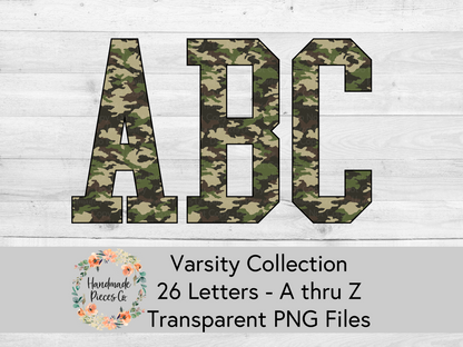 Camouflage - Alpha and Number Set, Varsity Collection - Digital Download