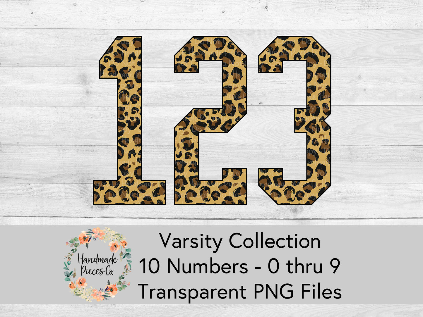 Leopard - Alpha and Number Set, Varsity Collection - Digital Download