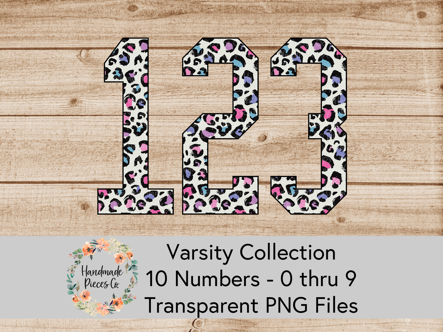 Leopard, Spring Pastel - Alpha and Number Set, Varsity Collection - Digital Download