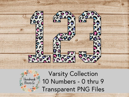 Leopard, Spring Pastel - Alpha and Number Set, Varsity Collection - Digital Download