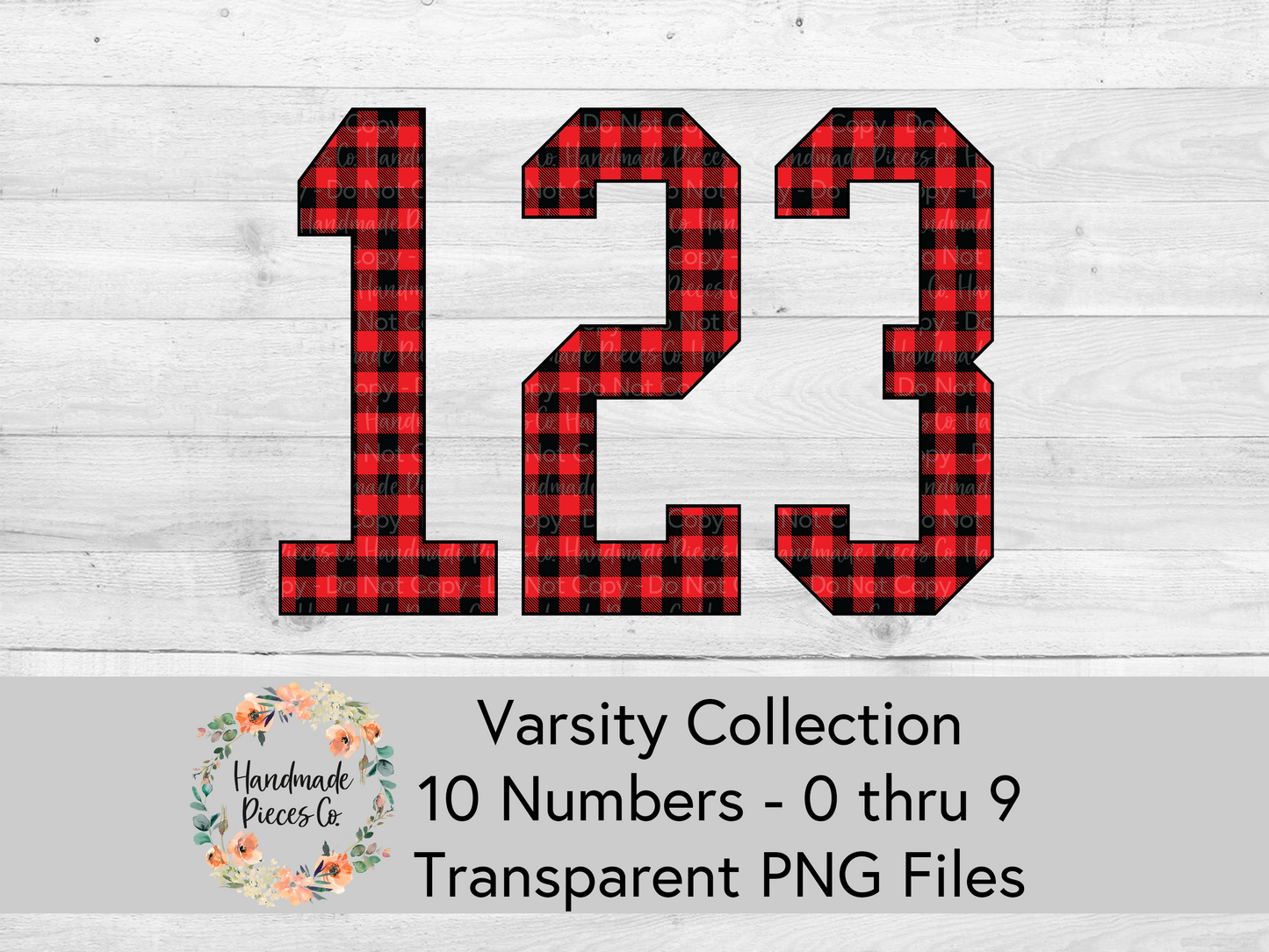 Buffalo Plaid, Black and Red - Alpha and Number Set, Varsity Collection - Digital Download