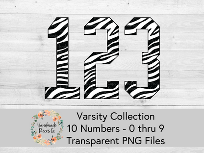 Zebra, White and Black -Alpha and Number Set, Varsity Collection - Digital Download