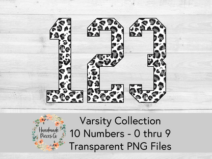 Leopard, Snow - Alpha and Number Set, Varsity Collection - Digital Download